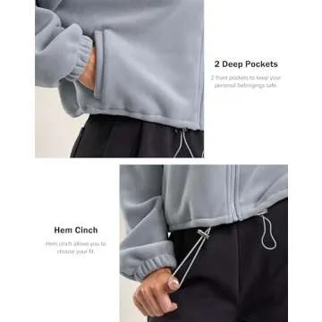 Soothfeel Women's Fleece Cropped Jacket Zip Up Sweatshirt Short Coat Sherpa Jackets for Women Fall Winter Fashion (Light Grey, L)