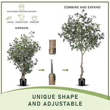 LYERSE 6ft Artificial Eucalyptus Tree for Indoor Decor