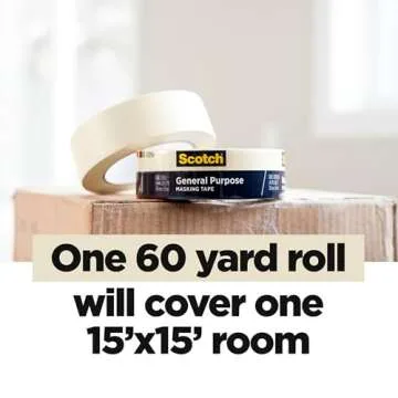 Scotch General Purpose Masking Tape, Tan, Tape for Labeling, Bundling and General Use, Multi-Surface Adhesive Tape, 0.94 Inches x 60 Yards, 1 Roll