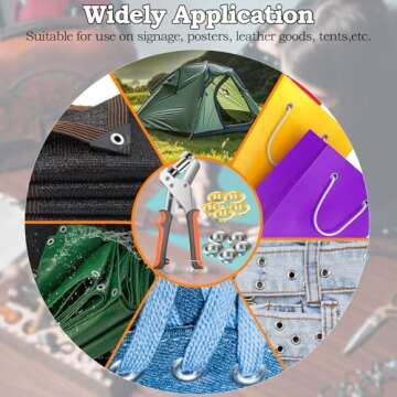 COITEK Grommet Tool Kit with Bag, Handheld Hole Punch Pliers, Hammer, Hole Punch, 200PCS 3/8 inch Gold and Silver Metal Eyelets Grommets for DIY Tarp Ring Repair and Installation (10mm)