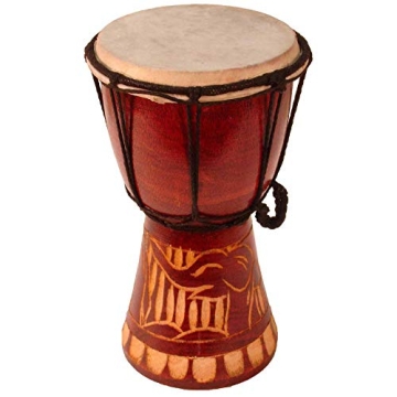 Djembe Drum Carved Bongo African Inspired Music Gift Idea - 8 Inch Elephant