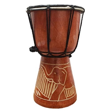 Djembe Drum for Unique Music Gifts - 8 Inch Elephant Design