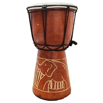 Djembe Drum for Unique Music Gifts - 8 Inch Elephant Design