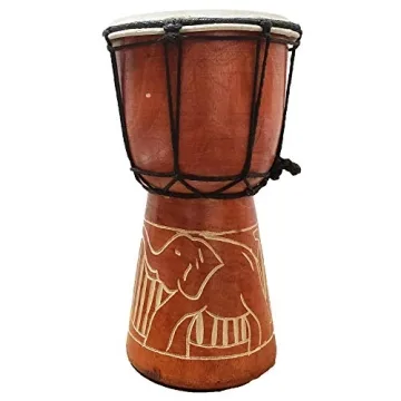Djembe Drum for Unique Music Gifts - 8 Inch Elephant Design