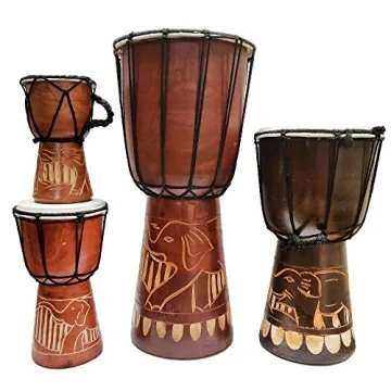 Djembe Drum for Unique Music Gifts - 8 Inch Elephant Design
