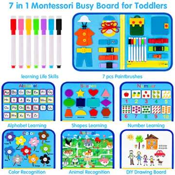 Airyard Montessori Busy Board - 7-in-1 Educational Toy
