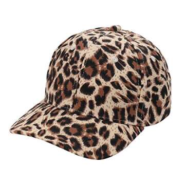 boderier Leopard Print Baseball Cap Adjustable Back Women Girls Cotton Hat with Matching Hoop Earrings (Leopard)
