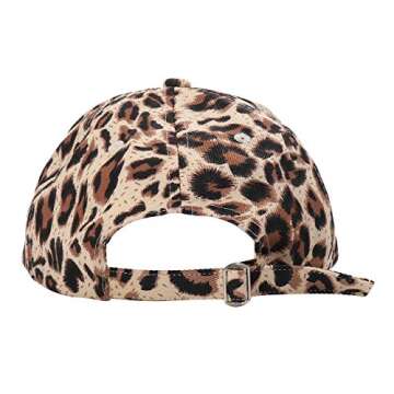 boderier Leopard Print Baseball Cap Adjustable Back Women Girls Cotton Hat with Matching Hoop Earrings (Leopard)