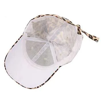 boderier Leopard Print Baseball Cap Adjustable Back Women Girls Cotton Hat with Matching Hoop Earrings (Leopard)