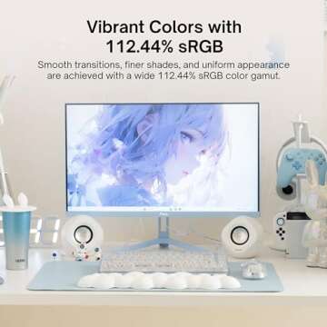 Pixio PX248 Wave Blue 24 inch 200Hz Refresh Rate FHD 1080p Resolution Fast IPS Panel 1ms GTG Response Time Blue Gaming Monitor with Adaptive Sync