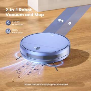Robot Vacuum and Mop Combo, 2 in 1 Robot Mop and Vacuum, Robotic Vacuum Cleaner with WiFi/App, 2000P...