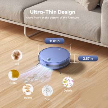 Robot Vacuum and Mop Combo, 2 in 1 Robot Mop and Vacuum, Robotic Vacuum Cleaner with WiFi/App, 2000Pa Suction, 230ML Water Tank, Self-Charging, Slim, Ideal for Hard Floor, Low Pile Carpet, Pet Hair