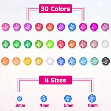 Rhinestone Stickers, Anezus 4950pcs Adhesive Stick on Gems Face Jewels Stickers Self Adhesive Rhinestones for Crafts, Makeup and Decorations (30 Colors, 4 Sizes)