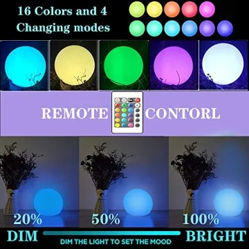 Borelor LED Ball Light 16 Colors Rechargeable Remote Control