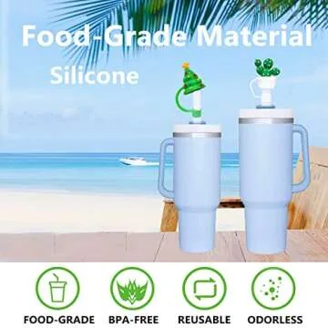 YAYAYOUNG 8Pcs Straw Covers Cap Toppers Compatible with Stanley 30&40 oz Tumbler Cups,Reusable Cute Silicone Straws Tips Lids Protectors for 0.4 in/10mm Stanleys Cup Accessories(8 Packs)