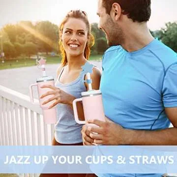 YAYAYOUNG 8Pcs Straw Covers Cap Toppers Compatible with Stanley 30&40 oz Tumbler Cups,Reusable Cute Silicone Straws Tips Lids Protectors for 0.4 in/10mm Stanleys Cup Accessories(8 Packs)