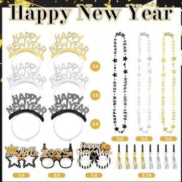 VioraWhite 36 Pcs New Year Party Supplies for 2025