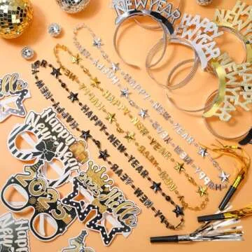 VioraWhite 36 Pcs New Year Party Supplies for 2025