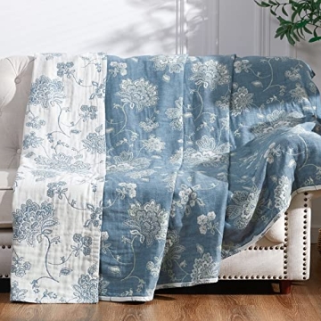 Jinchan Reversible Cotton Blanket 60x80 Soft Floral Design
