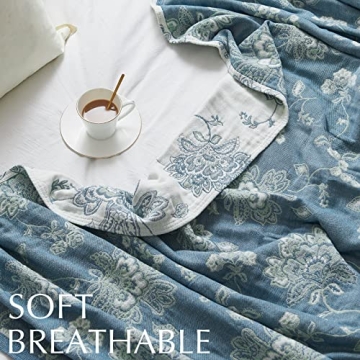 Jinchan Reversible Cotton Blanket 60x80 Soft Floral Design