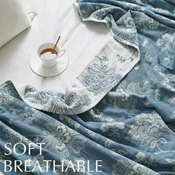 Jinchan Reversible Cotton Blanket 60x80 Soft Floral Design