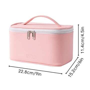 Meiyuuo Makeup Bag Cosmetic Bags Small for Women Ladies Zipper Pouch Makeup Organizer Waterproof Cute (Light Pink)