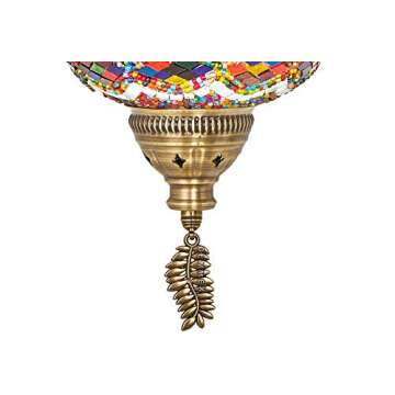 DEMMEX - 5-Large 7'' Globes Turkish Moroccan Mosaic Plug-in Chandelier - Colorful Bohemian Pendant Light with 15-ft Cord&Chain, Exotic Swag Ceiling Lamp for Living Room, Bedroom, Dining Room, 4ft Drop