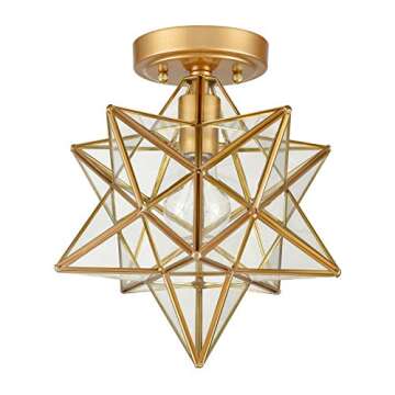 DANSEER Brass Moravian Star Ceiling Light with Glass Shade