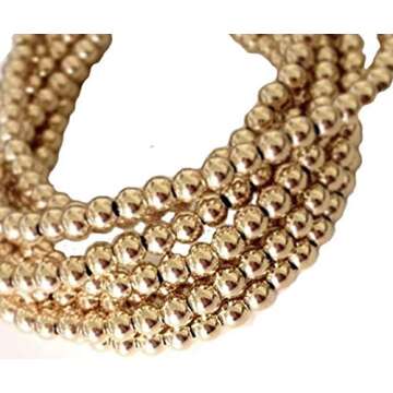 14K Gold Filled Seamless Beaded Ball Bracelet, 3mm, Stacking Stretch Bracelet, Layering Jewelry, 6.5”