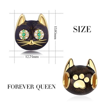 Forever Queen Black Cat Charm - Sterling Silver Gift for Cat Lovers