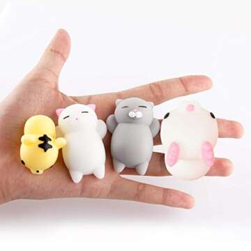 30PCS Mochi Squishy Animal Stress Toys, Mini Animal Squishy Stress Relief Animal Toys Mochi Squeeze Toys Mini Seal Bear Cat Tiger Pig Smile Cloud Squishies Random Color
