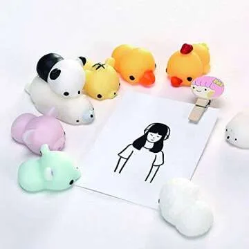 30PCS Mochi Squishy Animal Stress Toys, Mini Animal Squishy Stress Relief Animal Toys Mochi Squeeze Toys Mini Seal Bear Cat Tiger Pig Smile Cloud Squishies Random Color