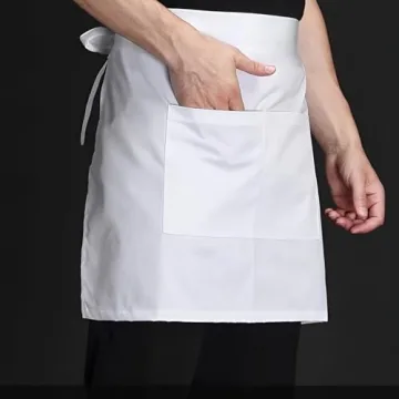 Stylish White Chef Apron for Adults with Pockets