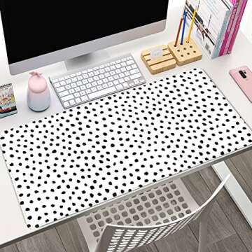 Boho Desk Mat, Polka Dot Large Mouse Pad Desk Pad Boho Desk Accessories for Women Office Decor, XXL ...