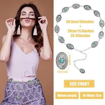 Stylish Tarpop Turquoise Adjustable Western Belt