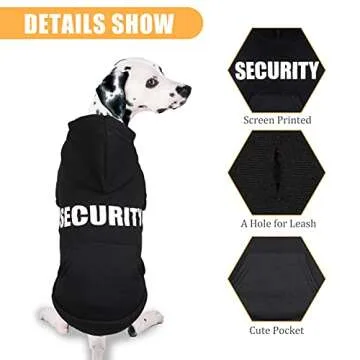 Dog Hoodie Security Dog Sweater Soft Brushed Fleece Dog Clothes Dog Hoodie Sweatshirt with Pocket Dog Sweaters for Large Dogs(L)