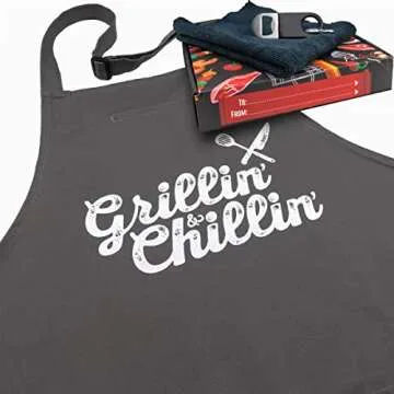 FixGrub Grilling Apron for Men, Cooking Apron, BBQ Apron, 3 Pockets, Bottle Opener, Towel and Gift B...