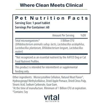 Vital Nutrients Pro Pets Probiotics for Dogs and Cats | Dog Probiotics for Digestive Health, Gut Hea...