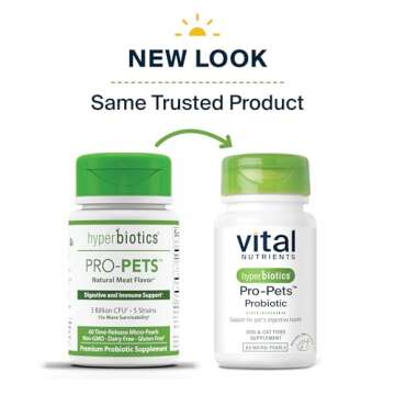 Vital Nutrients Pro Pets Probiotics for Dogs and Cats | Dog Probiotics for Digestive Health, Gut Health, Occasional Diarrhea* | Tasty Meat Flavor | Non-GMO | Hyperbiotics | 60 Micro Tablets