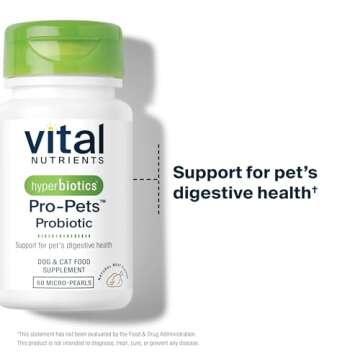 Vital Nutrients Pro Pets Probiotics for Dogs and Cats | Dog Probiotics for Digestive Health, Gut Health, Occasional Diarrhea* | Tasty Meat Flavor | Non-GMO | Hyperbiotics | 60 Micro Tablets