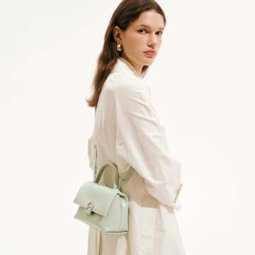 LA FESTIN Leather Crossbody Handbags for Women: Mint Manbo Small Purse Shoulder Bag with Detachable ...