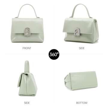 LA FESTIN Leather Crossbody Handbags for Women: Mint Manbo Small Purse Shoulder Bag with Detachable Shoulder Straps - Suitable for Daily Occasions