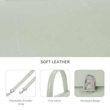 LA FESTIN Leather Crossbody Handbags for Women: Mint Manbo Small Purse Shoulder Bag with Detachable Shoulder Straps - Suitable for Daily Occasions