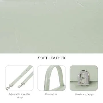 LA FESTIN Leather Crossbody Handbags for Women: Mint Manbo Small Purse Shoulder Bag with Detachable Shoulder Straps - Suitable for Daily Occasions