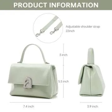 LA FESTIN Leather Crossbody Handbags for Women: Mint Manbo Small Purse Shoulder Bag with Detachable Shoulder Straps - Suitable for Daily Occasions