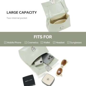 LA FESTIN Leather Crossbody Handbags for Women: Mint Manbo Small Purse Shoulder Bag with Detachable Shoulder Straps - Suitable for Daily Occasions