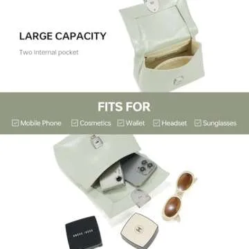 LA FESTIN Leather Crossbody Handbags for Women: Mint Manbo Small Purse Shoulder Bag with Detachable Shoulder Straps - Suitable for Daily Occasions