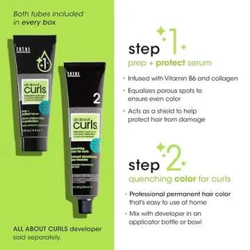All About Curls 3B Wavy Navy Permanent Hair Color (Prep + Protect Serum & Hair Dye for Curly Hair) - 100% Grey Coverage, Nourished & Radiant Curls