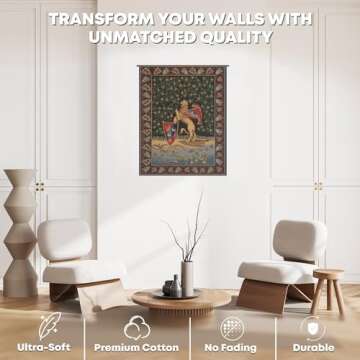 Charlotte Home Furnishings Inc. C Lion Medieval Italian Tapestry Wall Hanging 33 X 26 Inch Viscose Cotton And Polyester Blend Wall Art Woven In Italy Perfect For Home Decor And Wall Decor