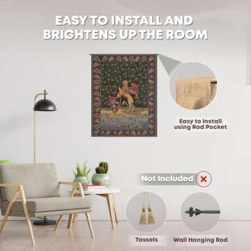 Charlotte Home Furnishings Inc. C Lion Medieval Italian Tapestry Wall Hanging 33 X 26 Inch Viscose Cotton And Polyester Blend Wall Art Woven In Italy Perfect For Home Decor And Wall Decor